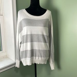 Liz Claiborne white metallic silver sweater, XL